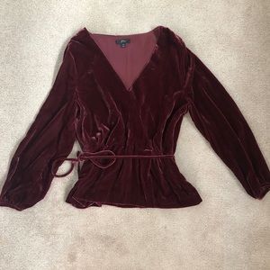 J.Crew Crushed Velvet Faux Wrap Top
